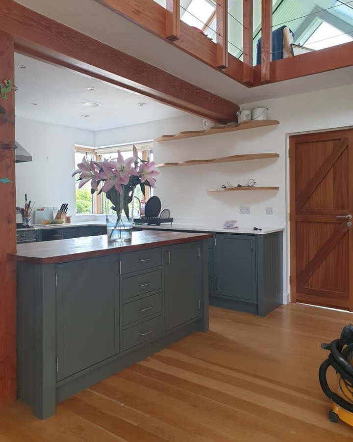 Plastered island in kitchen